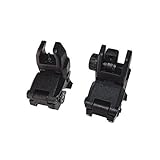 Tactical Folding Front & Rear Set Flip Up Backup Sights BUIS Black