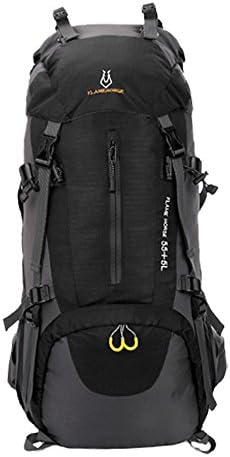 HUIGUIZHE Outdoor Sports 60L Waterproof Hiking Backpack Climbing Mountaineering Bag Travel Trekking Rucksack (Black)
