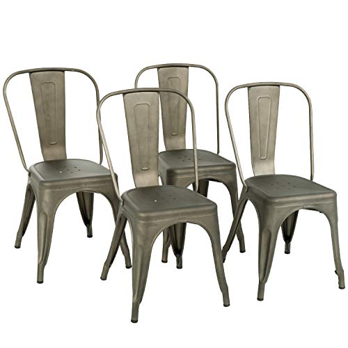 Metal Dining Chairs Set of 4 Stackable Metal Chairs Room Chair Vintage Patio Chair with Back 18  ...