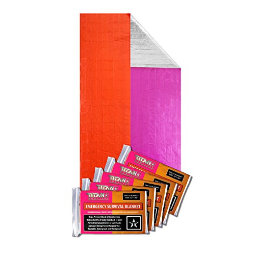 Titan Two-Sided Emergency Mylar Survival Blankets, 5-Pack | Signal Panel (27-000004)