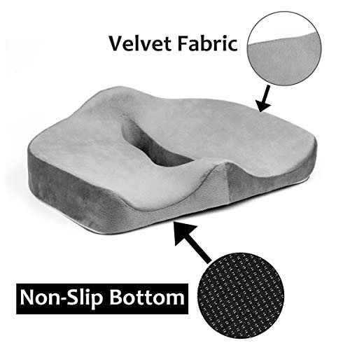 Memory Foam Orthopedic Seat Cushion for Lower Back Sciatica Coccyx and Tailbone Pain Relief - Perfect for Office Chair Car Seat Cushion Wheelchair Airplane Game Chair Qutool