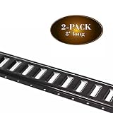 Two 8-ft E Track Tie-Down Rails, Powder-Coated Steel ETrack TieDowns | Horizontal 8' E-Tracks, Pack of 2 Bolt-On Tie Down Rails for Cargo on Pickups, Trucks, Trailers, Vans