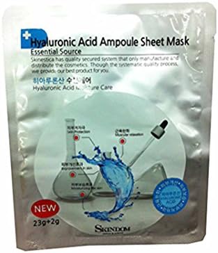 2 Mask sheets of Hyaluronic Acid Ampoule Sheet Mask, Hyaluronic Acid Moisture Care: Moisturizing the Skin, Improvement in Skin, Skin Protection, Muscular Relaxation (23g + 2g/ sheet)