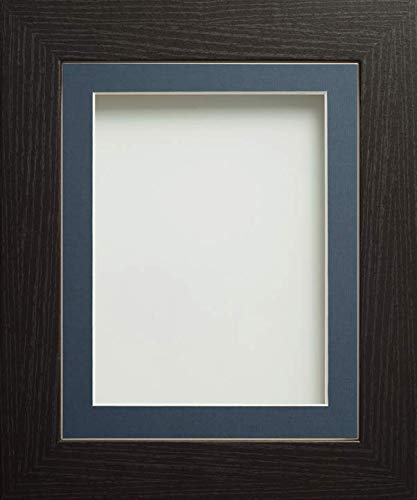 Frame Company Watson Range Black 20x16 inch Picture Photo Frame with Blue Mount for Image 16x12 inch *Choice of Sizes* Fitted with Real Glass