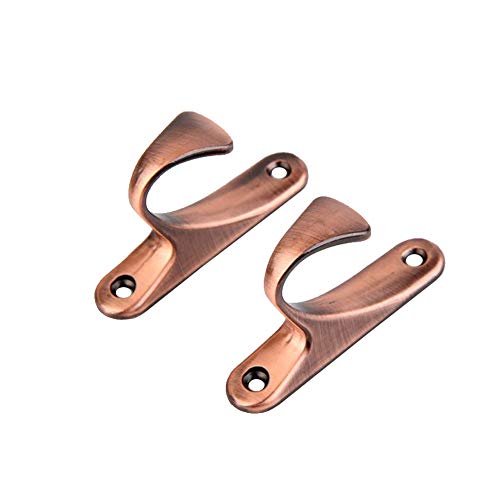 Chictie 2 Pack Simple Small Metal Drapery Tassel Holder Hanger Curtain Holdbacks Wall Hooks Modern Style (Copper)