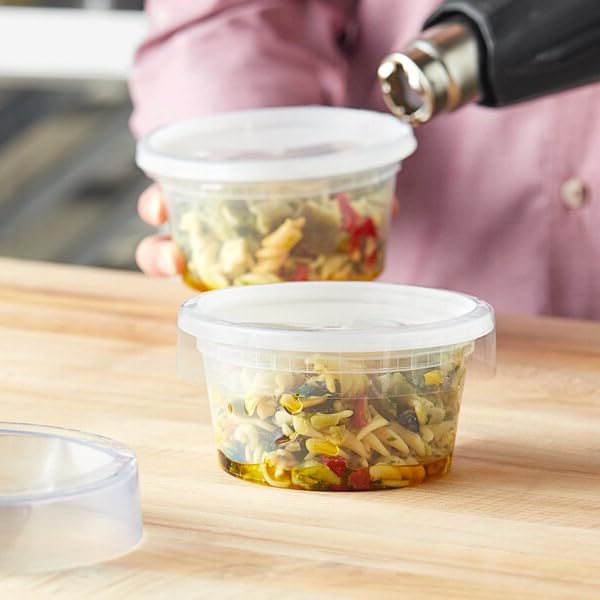 Photo 1 of (Pack of 250) Clear Shrink Bands for Deli Containers, Tamper-Proof Shrink Bands, Max Diameter 4.5 inches Fits Round Plastic Soup/Deli Containers Sizes 8-32 Ounces