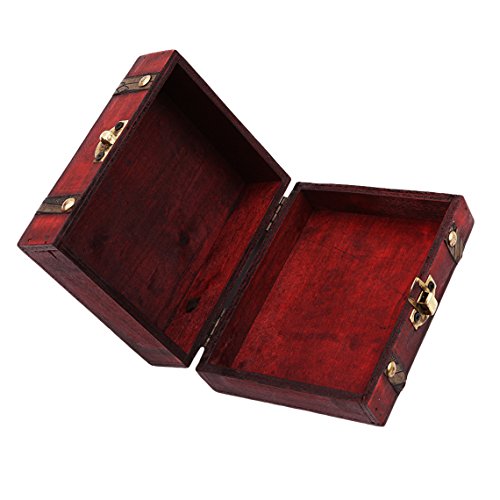 Rurah Retro Wooden Box Double Leather Belt Pattern Vintage Wooden Treasure Case Decorative Trinket Jewelry Storage Box Old Memory