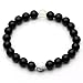 Top Plaza Unisex 8mm Agate Opalite Tiger Eye's Stone Beaded Bracelet, Healing Energy Balance Beads, 6-7 Inches (Black Agate)