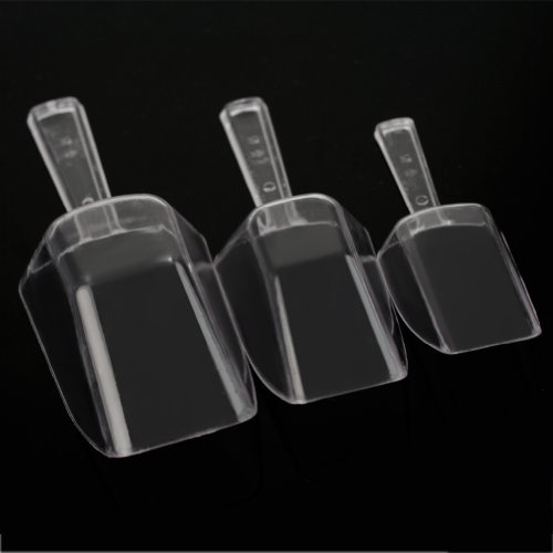 Freedi Set of 3 Plastic Kitchen Scoops Reusable Acrylic Clear Scoop for Ice Sugar Sweet Candy Bar Wedding Party Buffet Favor
