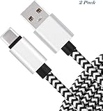 USB Type C Charger Cable [3-Pack, 6ft] Myckuu Fast Quick Charge USB-C Nylon Braided Cord for Samsung S9/S8 Plus, Galaxy Note 9/8, LG Stylo 4/G7 Thinq, Moto G6/Z3, ZTE Blade Zmax - White/Black