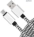 USB Type C Charger Cable [3-Pack, 6ft] Myckuu Fast Quick Charge USB-C Nylon Braided Cord for Samsung S9/S8 Plus, Galaxy Note 9/8, LG Stylo 4/G7 Thinq, Moto G6/Z3, ZTE Blade Zmax - White/Black