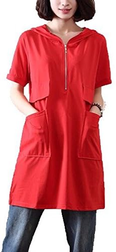 春秋物 パーカー パーカーワンピ ジャージ ジップアップ ボーダー 半袖 カジュアル シンプル 限定エコバッグ付 L レッド ワンピース チュニック 通販 Amazon