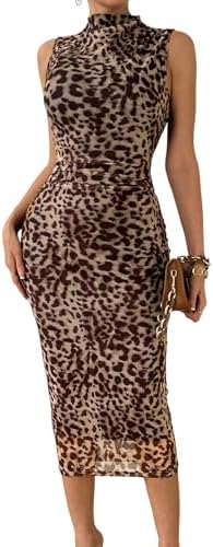 brown mesh leopard print ruched bodycon dress BEAUDRM Women's Y2k Leopard Print Mesh Sheer Bodycon Maxi Dresses Cheetah  Long Sleeve Elegant Formal Wedding Guest Dress Brown Small at Amazon  Women's Clothing store