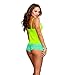 Dreamgirl Women's Sheer Stretch Mesh Camisole, Lime/Turquoise, Medium