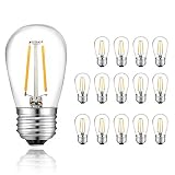 Svater 15 Pack S14 Led Bulb 2W Dimmable Warm White 2700K E26 Base Waterproof Edison Vintage Filament Glass Replacement Led Bulbs for Outdoor String Light