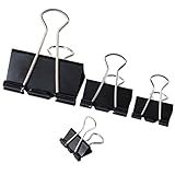 Sumind 40 Pieces Binder Clips Paper Binder Clips for Keeping Documents Together, Assorted Sizes, Black and Silver Color