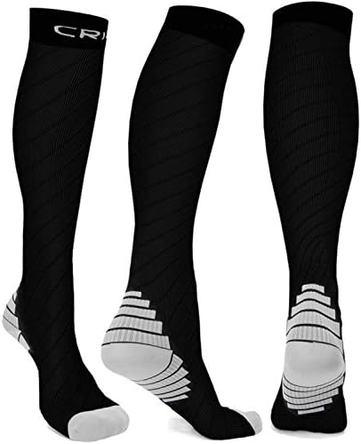 Compression Socks Men Women Stockings , 20-30mmhg Knee High Thick Black Sports Running Sock - Support Hose Circulation Recovery , Relief Calves Foot Pain for Athletic Pregnancy Travel Nursing Flying
