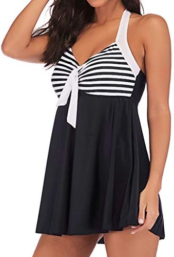 Women Swimsuits,POTO Womens Bikini Sets Plus Size Two Piece Striped Tankini Skirted with Boyshorts Swimwear Bathing Suits