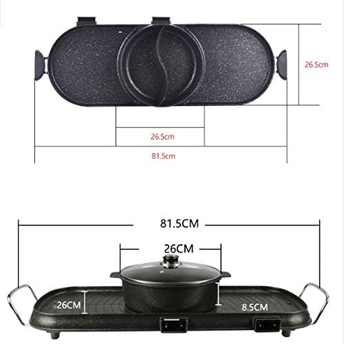 review UXZDX CUJUX Electric Grills Griddle Household BBQ Machine Raclette with Hotpot Temperature Adjustable Smokeless Barbecue Pan Pot