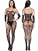 3 Pieces Women's Lace Stockings Lingerie Floral Fishnet Bodysuits Lingerie Nightwear for Romantic Date Wearing (Color Set 5)