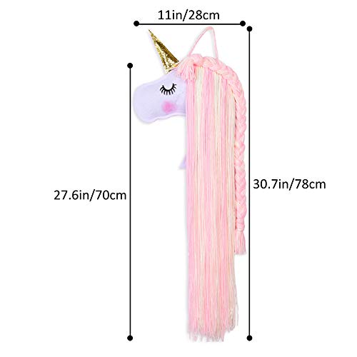 Beinou Unicorn Hair Clips Holder Hot Pink Yarn Tassels Hair Bows Storage Shy Unicorn Face Headband Organizer Unicorn Theme Party Decorations - Thumbnail 6