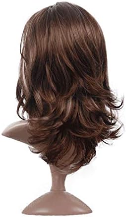VEMLY Mid-length Curly Wig Natural Synthetic Hair Cosplay Hair for Women(Brown)