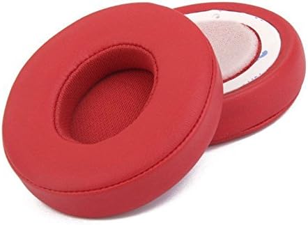 Memory Foam Ear Cover Protein Leather Ear Cushion Replacement Parts Earpads for Solo 2 Wired / Wireless On Ear Headphones Solo2 Solo3 (RED)