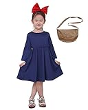 miccostumes Kids Delivery Service Witch Cosplay Dress with Brown Bag for Little Girl (Blue)