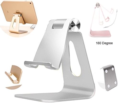 Kingox Aluminum Alloy Multi-Angle Univiersal Stand Adjustable Cell Phone Holder Supporter for Tablets, Smartphones,iPhone8 Iphhone X, iPad, Samsung etc (Silver)