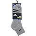 adidas Men's Cushioned Quarter Socks (3-Pair), Heathered Lt Onix/Black/Granite/Tech Grey, Large, (Shoe Size 6-12)