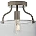 Amazon Brand – Stone & Beam Contemporary Flush-Mount Ceiling Light with Bulb and Glass Shade - 14 x 14 x 7.25 Inches, Brushel Nickel