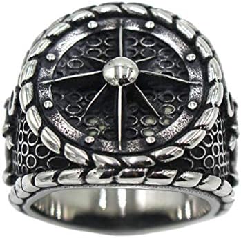 Aruxao Men's Retro High Polished Stainless Steel Ring Navy Style Ring Anchor and Fake Compass Ring for Biker Motorcycle,8-13