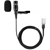 Replacement Lavalier/Lapel Microphone for Audio-Technica Wireless Bodypack Transmitter Wireless Lavalier System, Condenser, Unidirectional, 4-Pin Hirose (HRS) Female Connector, Black
