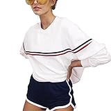 Germinate Crewneck Sweatshirts Women Casual Cute White Baggy Pullover Sweaters Oversized (White, L)