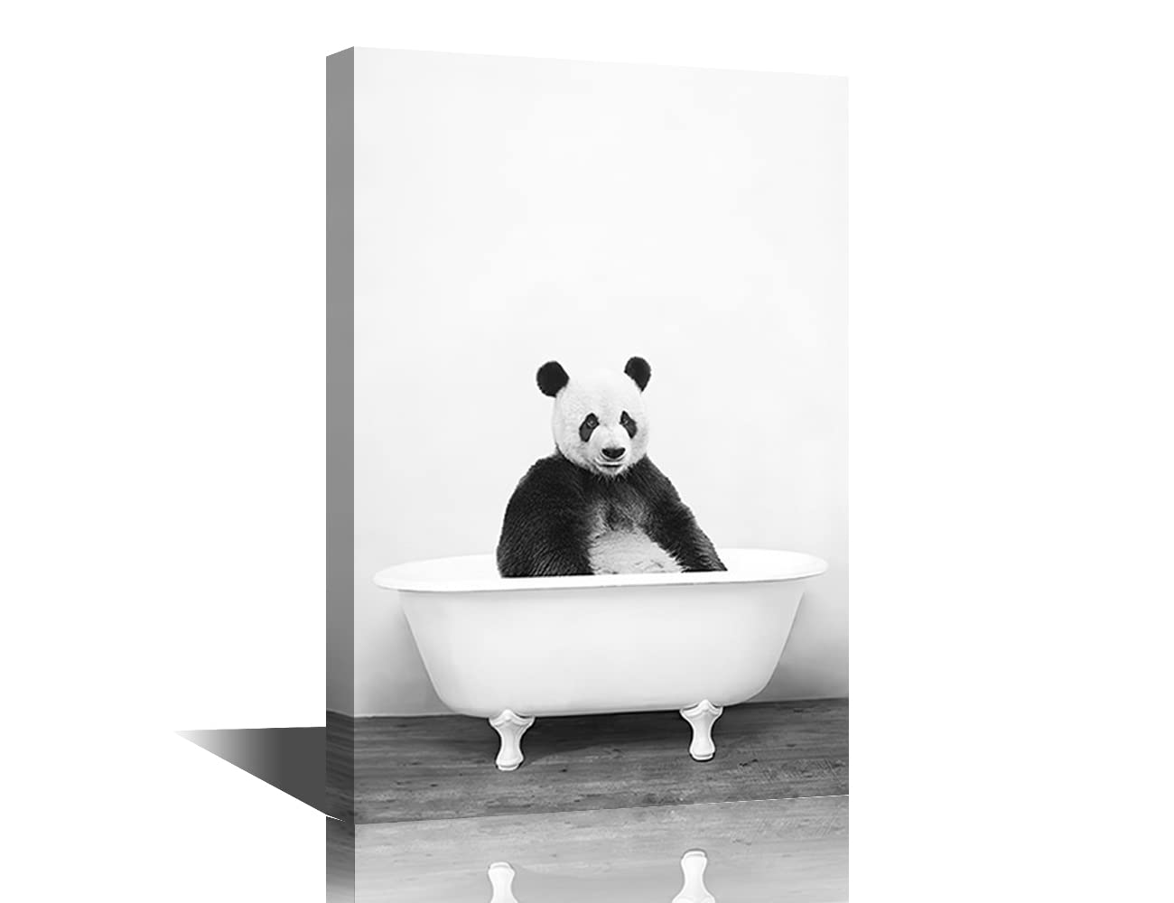 TISHIRON Bathroom Wall Art - Decor Funny Black Guest Bath Panda Gifts Powder Room Cute Cool Unique Decorations Ready to Hang 24''Wx16''H