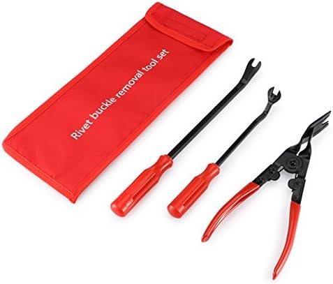 Hiapix 3PCS Auto Clip Pliers Set &amp; Fastener Remover - Car Upholstery Combo Repair Tool Kit with Storage Bag for Door Panel
