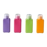 SET OF 4 - Travel Size Bottles Assorted Colors Airplane Trip Gym Bag Shampoo Conditioner Skin Lotion Hair Products Skin Products Beauty Products 3.4oz Each - SET OF 4