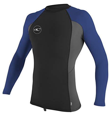 Oneill mens basic long sleeve rash guard - blk graph pac - large