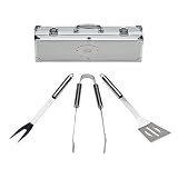 Home Solutions Grill Tools Set with Barbecue Accessories - Stainless Steel BBQ Utensils with Aluminum Case - Grilling Kit & Gifts for Men (3-Piece)