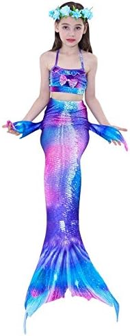 CosFantastic Girls 3 Pcs Mermaid Tail Swimsuit Princess Sea-Maid Bikini for Pool Party