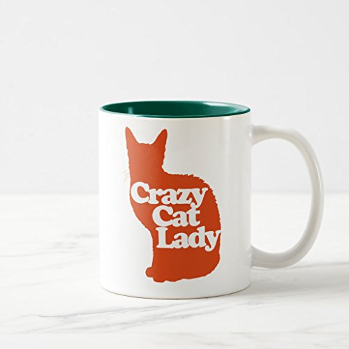 Zazzle Crazy Cat Lady Two-tone Coffee Mug, Hunter Green Two-Tone Mug 11 oz