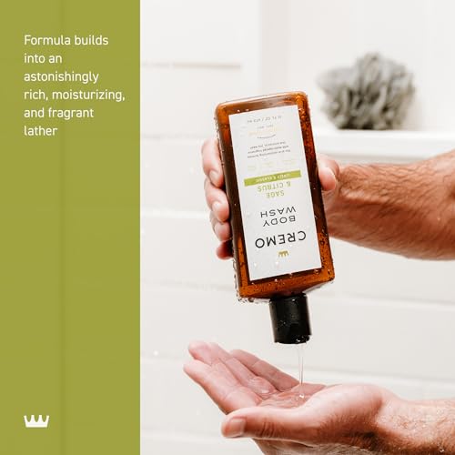 CREMO BODY WASH FOR MEN, RICH-LATHERING SAGE AND CITRUS, 16 FL OZ
