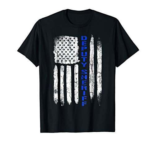Law Enforcement Shirts Thin Blue Line ApparelDeputy Sheriff Shirts for Men Thin Blue Line American Flag T-ShirtOEKO-TEX STANDARD 100