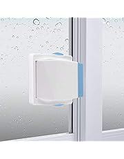 Sliding Glass Door Child Lock - OKEFAN 4 Pack Baby Safety Slide Window Locks for Kids Proof Patio Closet Doors No Drilling Tools Needed (Blue)
