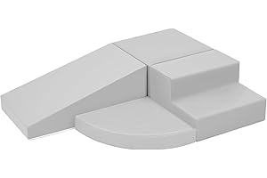 JungleDove 4-Piece Set Gray Baby Foam Climbing Blocks for Toddlers - Baby Climbing Toys for Toddlers Indoor - Kids Soft Play Climbing for Toddlers - Velvet Foam Play Gym Playtime Corner Climber
