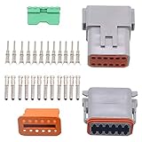 Kaifa 1 Sets Kit DT 12 Pin Waterproof Electrical Wire Connector Plug Kit 22-16Awg DT06-12S DT04-12P Kf00029