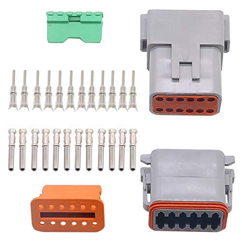 Kaifa 1 Sets Kit DT 12 Pin Waterproof Electrical Wire Connector Plug Kit 22-16Awg DT06-12S DT04-12P Kf00029