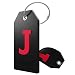Initial Luggage Tag with Full Privacy Cover and Stainless Steel Loop (Black) (J)