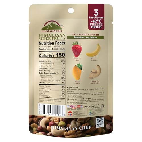 HIMALAYAN CHEF SUPER REDS FREEZE-DRIED FRUIT CASHEW NUT CRISPS, 30G | MIX SUPERFOOD FRUITS | HEALTHY SNACKS PACKED WITH MULTIVITAMINS, HIGH FIBER & ANTIOXIDANTS FOR ENERGY BOOST