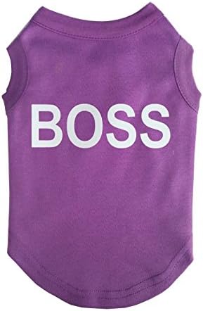 Fashion Shop Boss Letter Printing Cotton Dog T-shirt Multi Color for Choose-Purple S